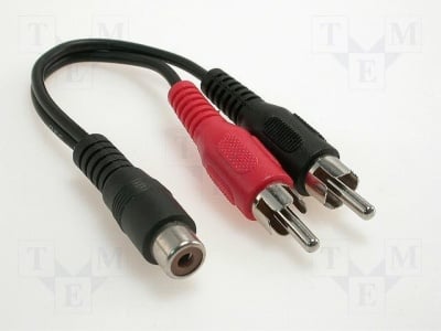 Кабел 1RCA MALE-2RCA FEMALE Y-кабел 2чинча(мъжко) - 1чинч(женско), 0.15М // 2RCA/M - 1RCA/F CABLE-460/Q Cable, 2x plug RCA - phono socket, 1,5m